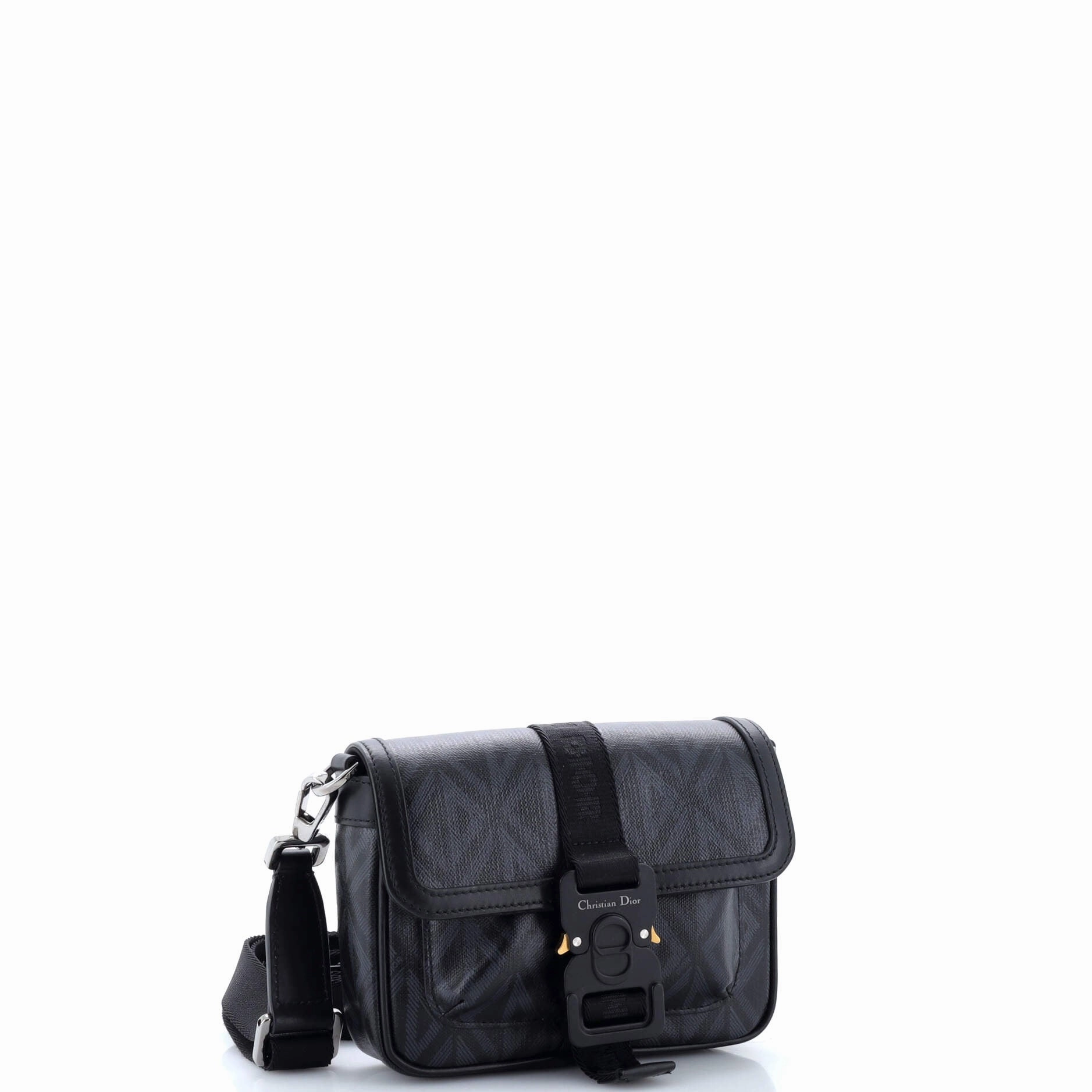 Hit the Road Flap Crossbody Bag CD Diamond Coated Canvas and Leather Mini