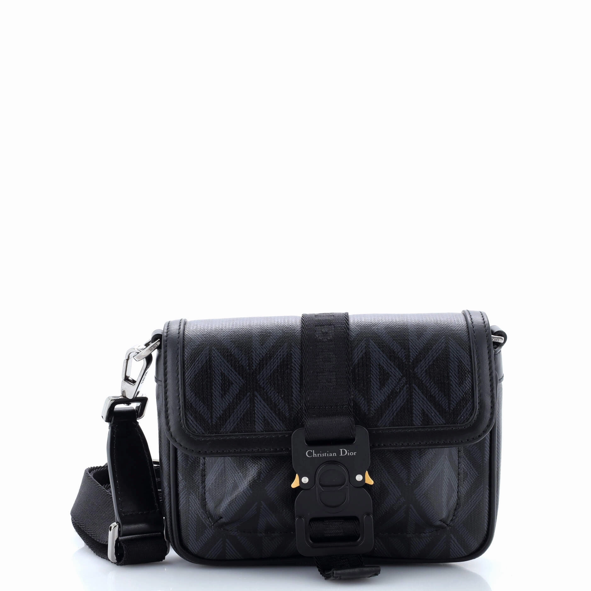 Hit the Road Flap Crossbody Bag CD Diamond Coated Canvas and Leather Mini