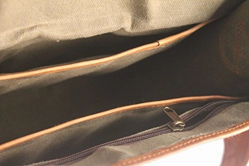 HLC Leather Unisex Real Leather Messenger Bag for Laptop Briefcase Satchel 