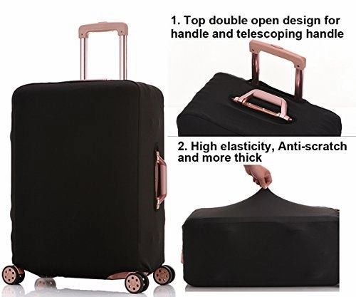 HoJax Spandex Travel Luggage Cover, Suitcase Protector Bag Fits 19-21 Inch Luggage Black