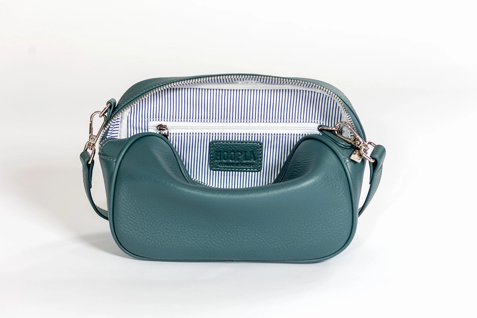 HOOPLA SOFT LEATHER CROSSBODY BOX BAG TEAL