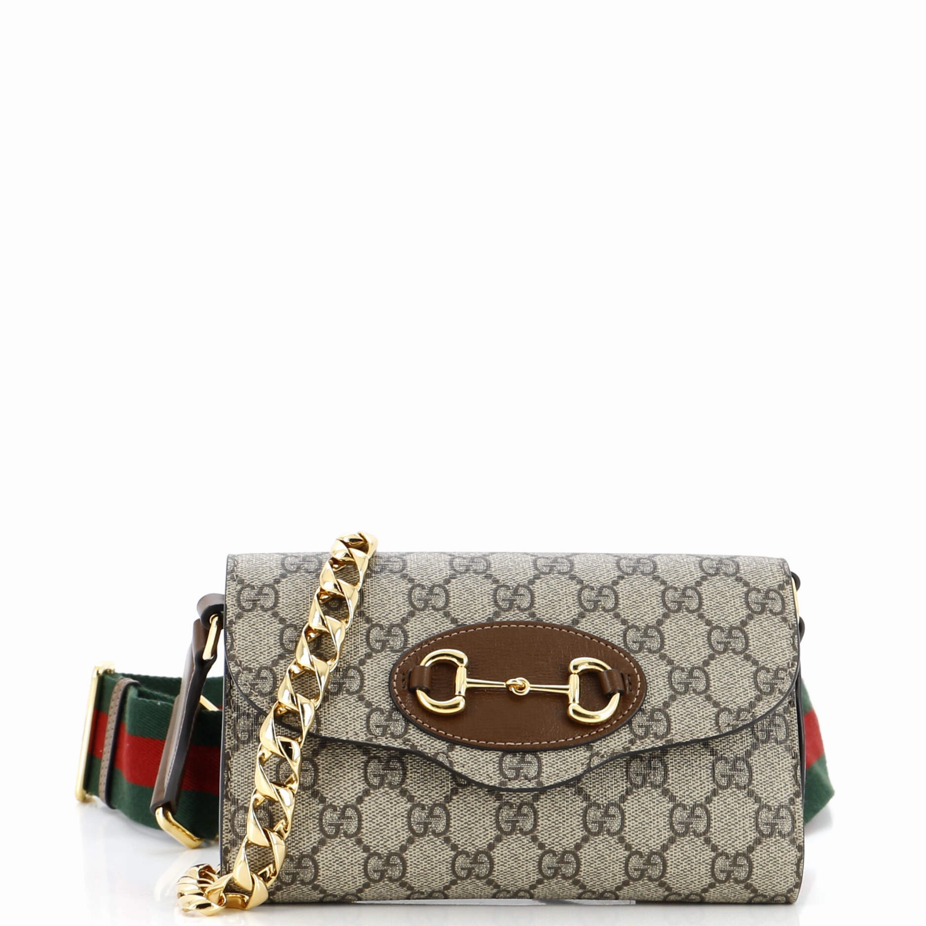 Horsebit 1955 Curved Flap Shoulder Bag GG Coated Canvas Mini