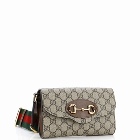 Horsebit 1955 Curved Flap Shoulder Bag GG Coated Canvas Mini