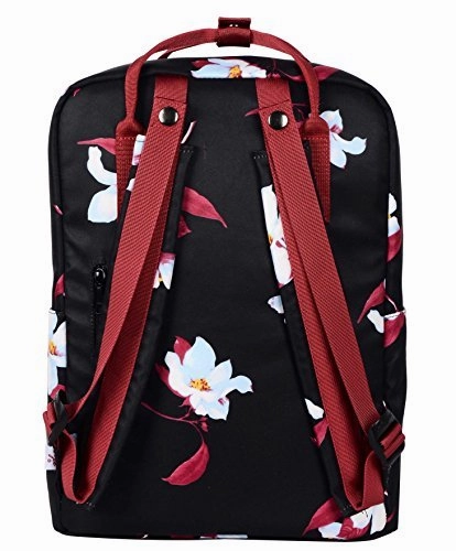 HotStyle Convertible Floral Backpack for Girls - Waterproof fits 14-inch Laptop - Black
