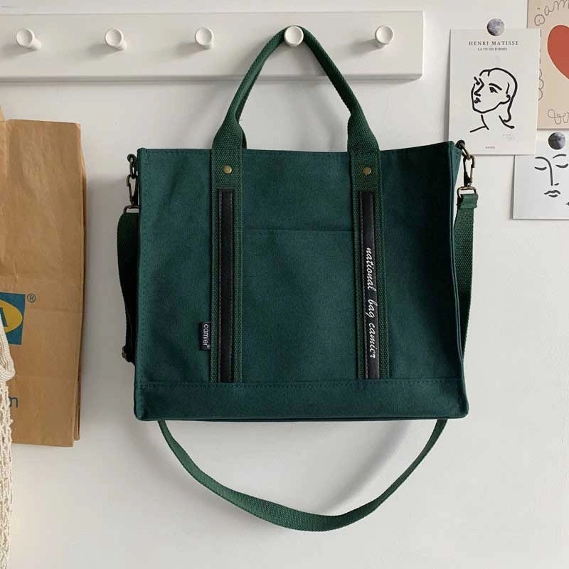 Hylhexyr Girls Female Thickened Canvas Shoulder Bag College Student Portable Schoolbag Computer Handbag Crossbody Bags