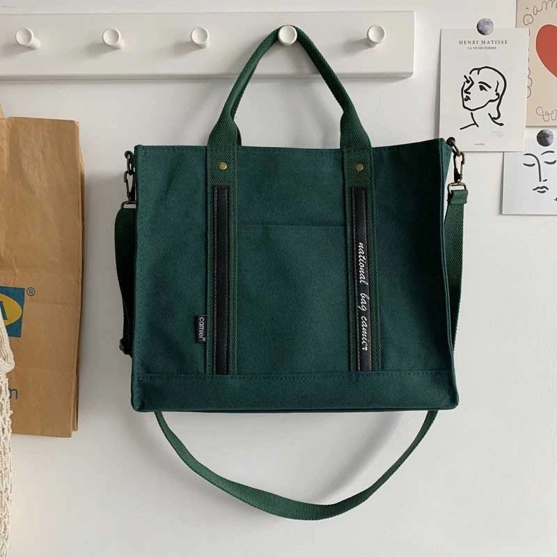 Hylhexyr Girls Female Thickened Canvas Shoulder Bag College Student Portable Schoolbag Computer Handbag Crossbody Bags