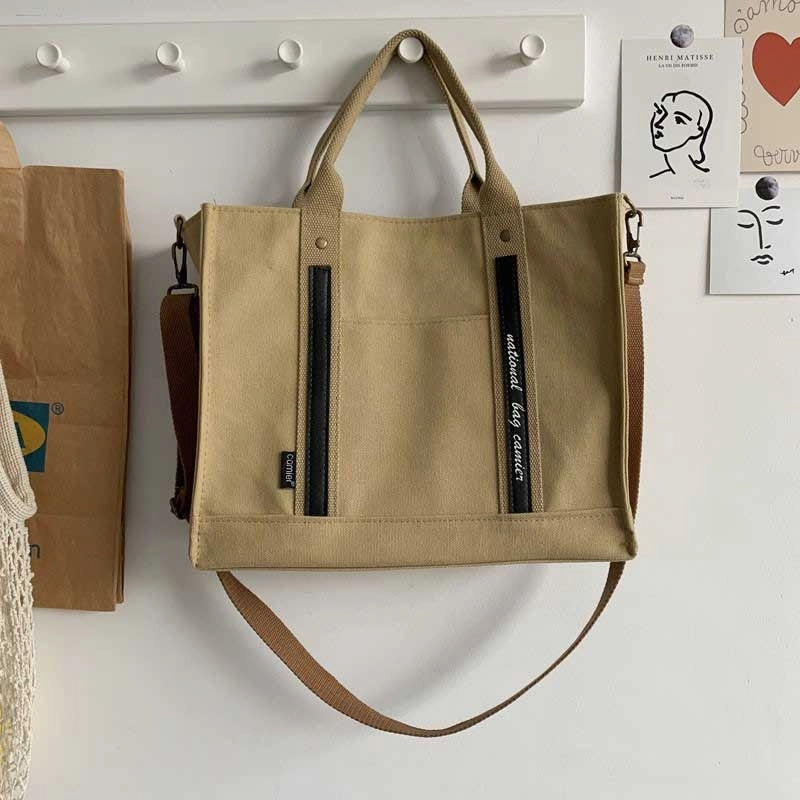 Hylhexyr Girls Female Thickened Canvas Shoulder Bag College Student Portable Schoolbag Computer Handbag Crossbody Bags