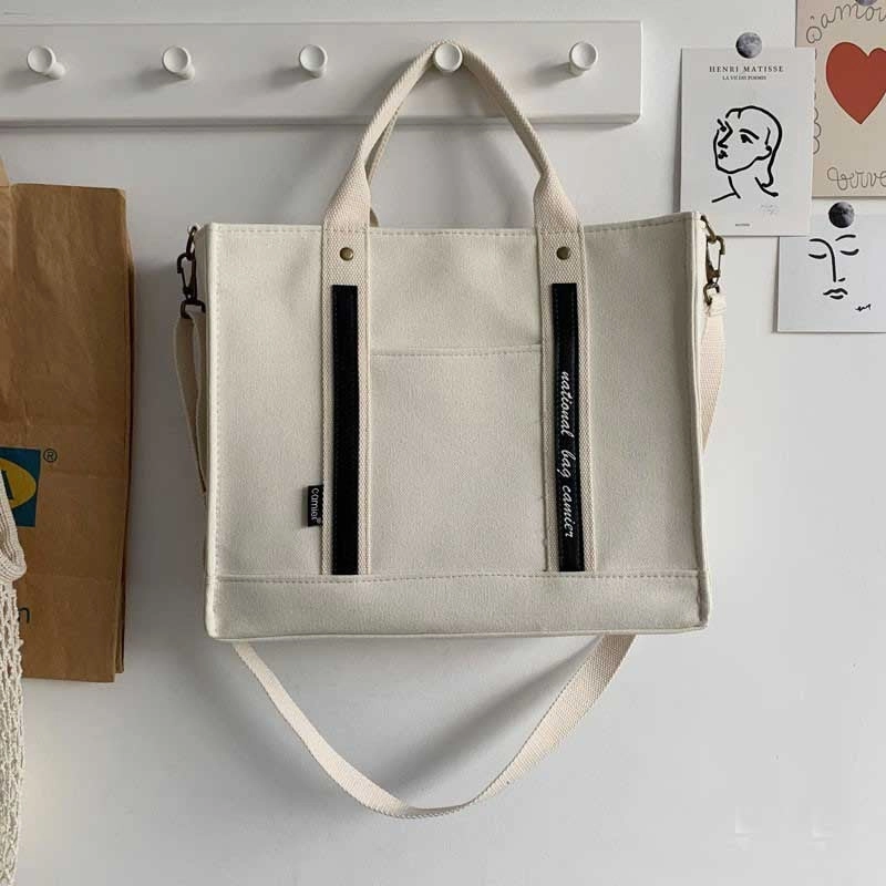 Hylhexyr Girls Female Thickened Canvas Shoulder Bag College Student Portable Schoolbag Computer Handbag Crossbody Bags
