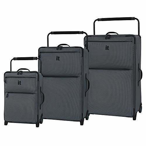 IT Luggage 21.8" World's Lightest Los Angeles 2 Wheel Carry On, Charcoal Grey
