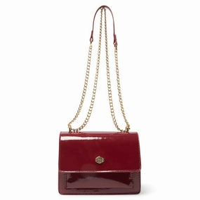 Jacki Handbag in Wine Crinkle Patent Patent