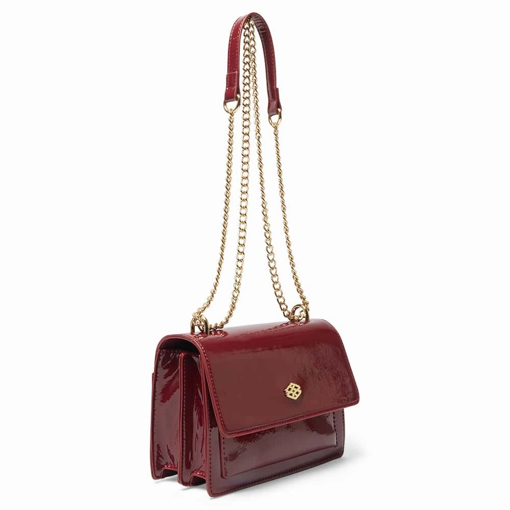 Jacki Handbag in Wine Crinkle Patent Patent