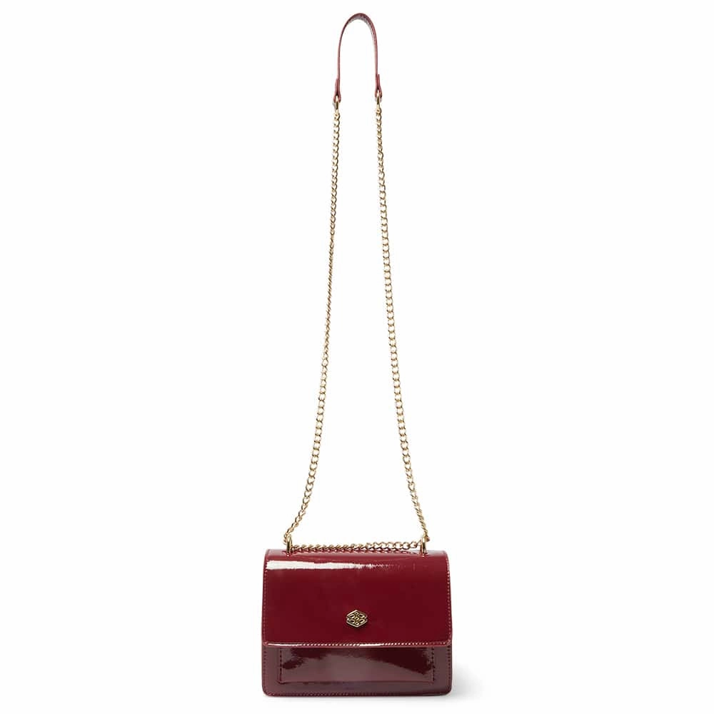 Jacki Handbag in Wine Crinkle Patent Patent
