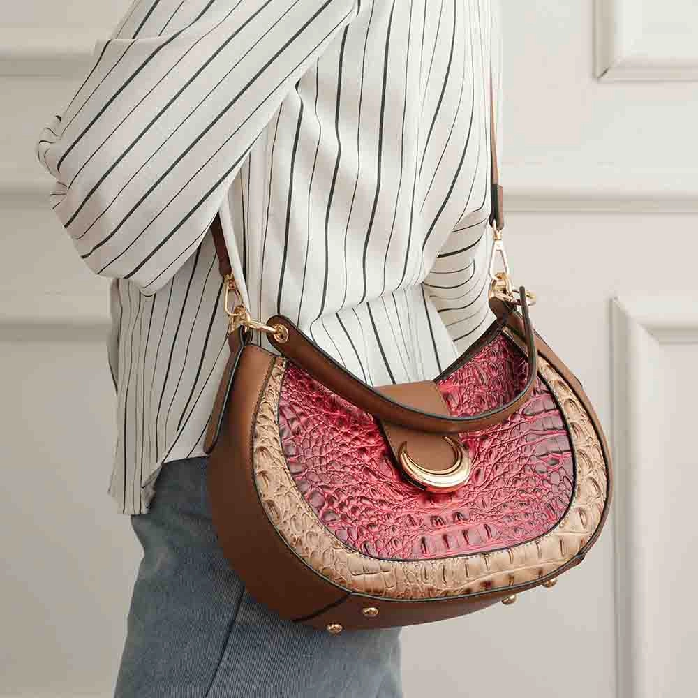 Jain Luxe Croc-Embossed Shoulder Bag Spacious and Timeless