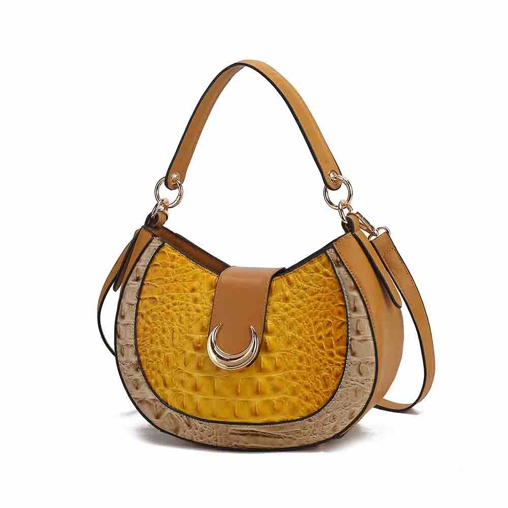 Jain Luxe Croc-Embossed Shoulder Bag Spacious and Timeless