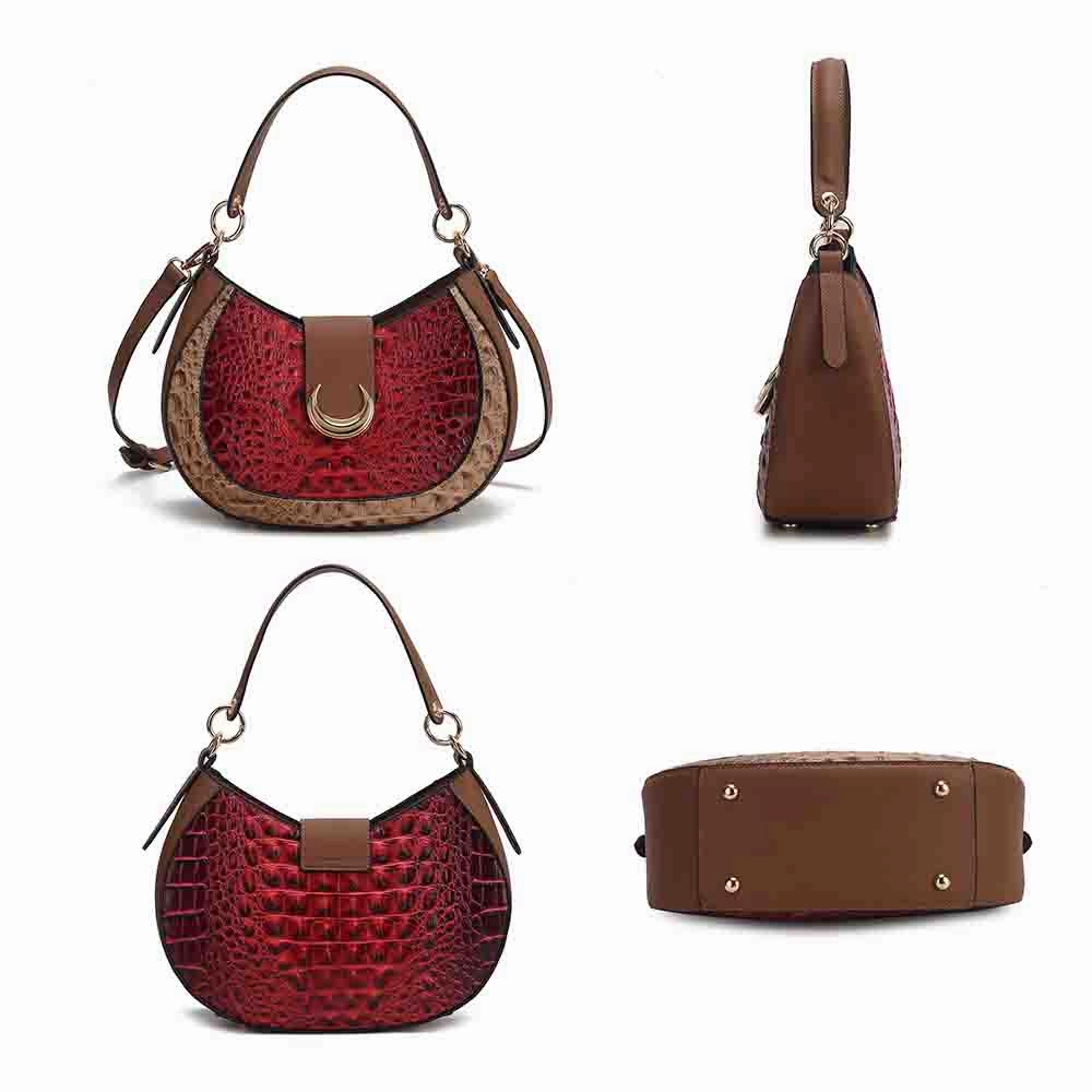 Jain Luxe Croc-Embossed Shoulder Bag Spacious and Timeless