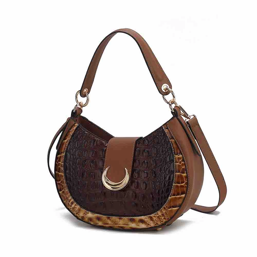 Jain Luxe Croc-Embossed Shoulder Bag Spacious and Timeless
