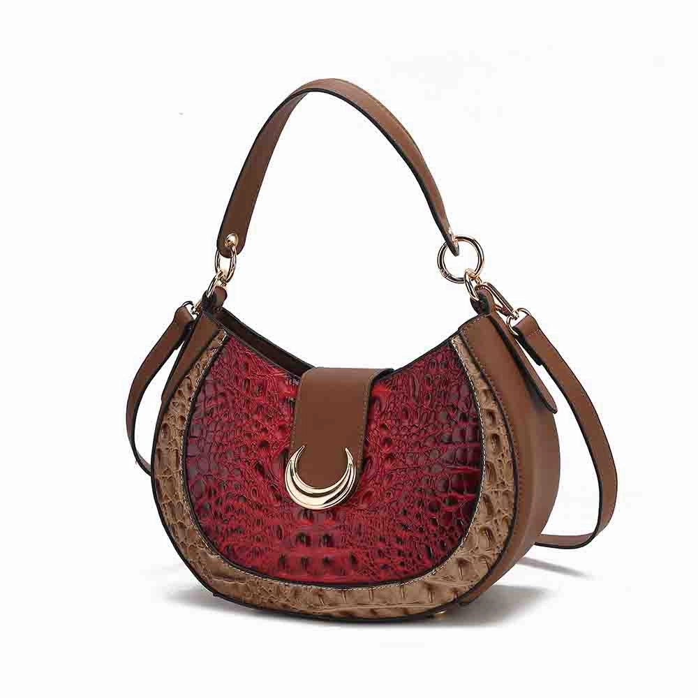 Jain Luxe Croc-Embossed Shoulder Bag Spacious and Timeless