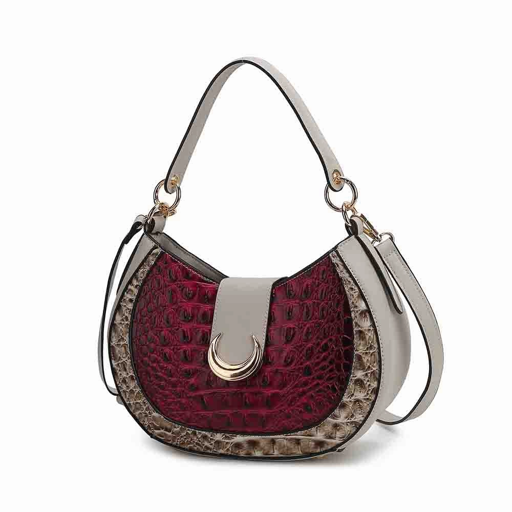 Jain Luxe Croc-Embossed Shoulder Bag Spacious and Timeless