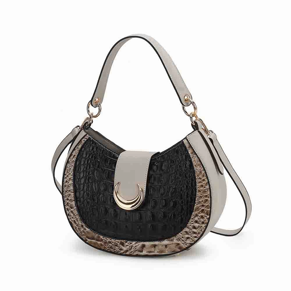 Jain Luxe Croc-Embossed Shoulder Bag Spacious and Timeless