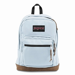 JanSport Right Pack Backpack - School, Travel, Work, or Laptop Bookbag with Leather Bottom, Palest Blue