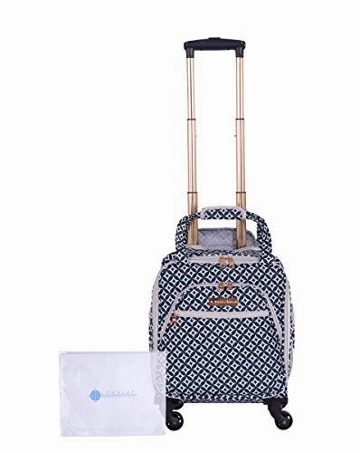 Jenni Chan Colima 2-Piece Set 15" Spinner Tote   311 Bag Travel, Black/White One Size