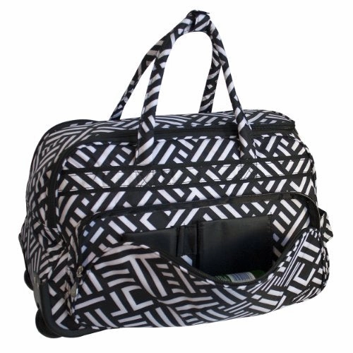 Jenni Chan Signature Deluxe Carry-All Rolling Duffel, Black/White, One Size
