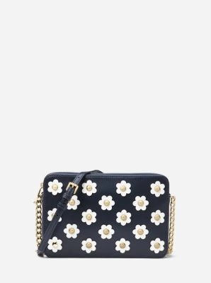 Jet Set Floral Appliqu Leather Crossbody Bag