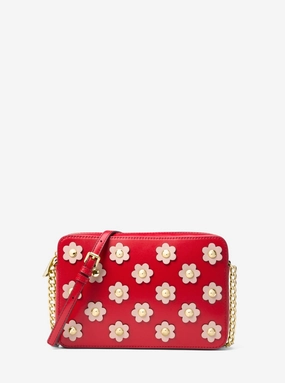 Jet Set Floral Appliqu Leather Crossbody Bag