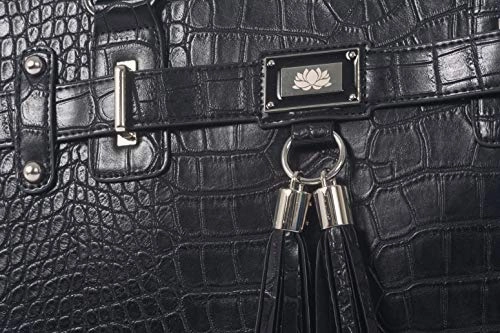 JKM and Company Timeless Black Alligator Crocodile Rolling Compatible with Computer iPad Tablet or Laptop Tote Carryall Bag (15.6" inch)