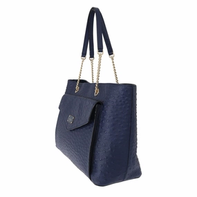 Kate Spade Elegant Ostrich Leather Handbag in Women's Blue