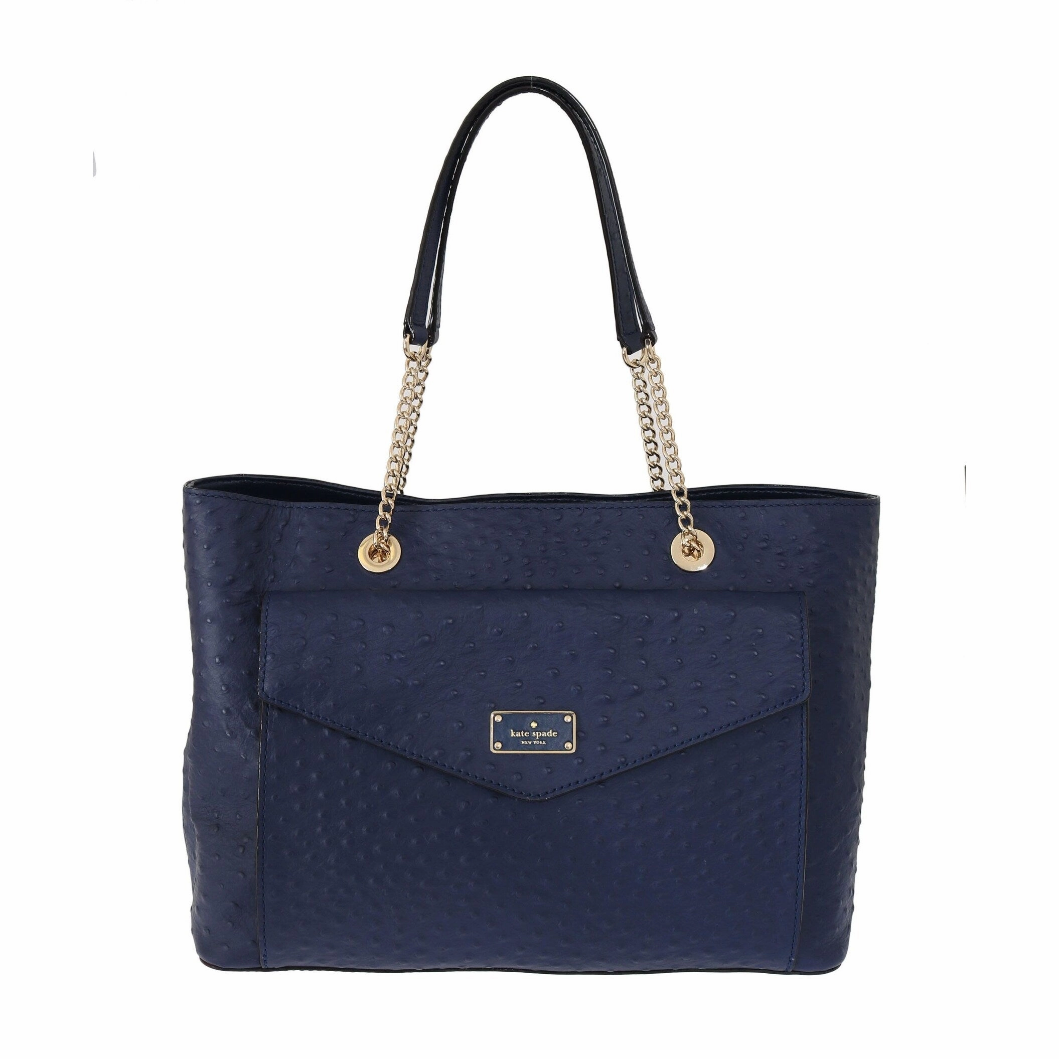 Kate Spade Elegant Ostrich Leather Handbag in Women's Blue