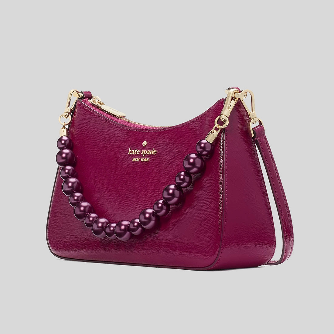KATE SPADE Madison Faux Pearl Medium Convertible Crossbody Bag Dark Raspberry KI932