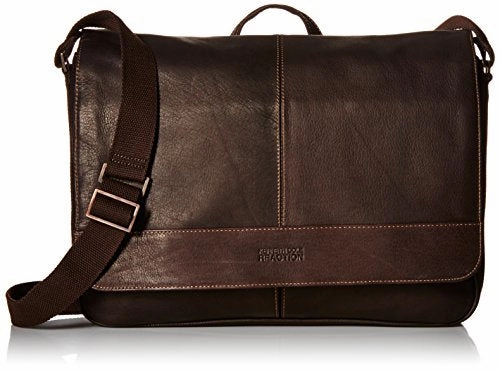 Kenneth Cole Reaction Come Bag Soon - Colombian Leather Laptop & Ipad Messenger, Brown