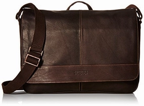 Kenneth Cole Reaction Come Bag Soon - Colombian Leather Laptop & Ipad Messenger, Brown
