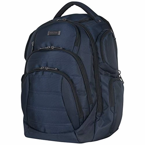 Kenneth Cole Reaction Pack of All Trades 1680d Polyester Double Gusset 17.0 Laptop Backpack, Navy
