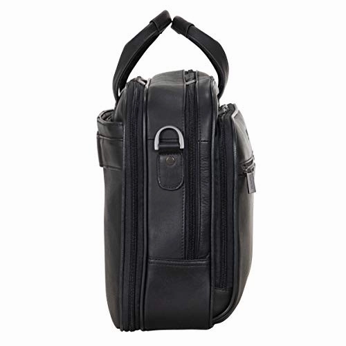Kenneth Cole Reaction Resolute Men's Briefcase Full-Grain Colombian Leather 16" Laptop Portfolio Messenger Bag, Midnight Black, One Size