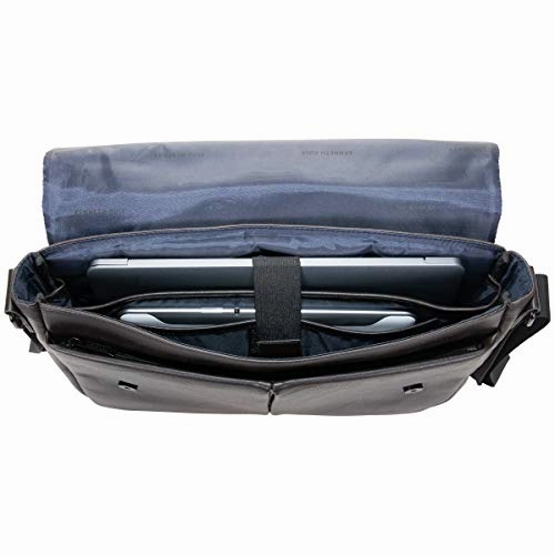Kenneth Cole Reaction Travelier Satchel Messenger Vegan Leather Laptop Computer Shoulder Bags, Brown, 15.6"