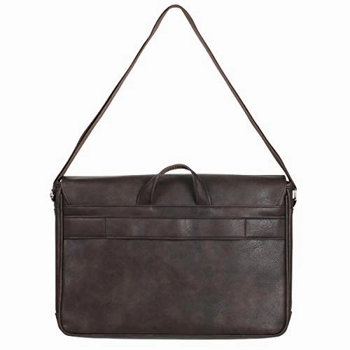 Kenneth Cole Reaction Travelier Satchel Messenger Vegan Leather Laptop Computer Shoulder Bags, Brown, Scored