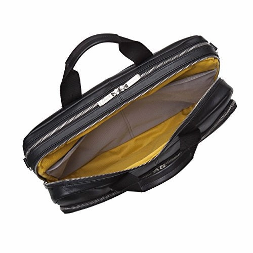 Knomo Luggage Men'S Knomo Brompton Classic Amesbury Full Leather Double Zip Brief 15" Briefcase,