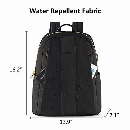 KROSER Laptop Backpack 15.6 Inch Fashion School Computer Backpack Water-Repellent Nylon Casual Daypack with USB Charging Port for Travel/Business/College/Women/Men-Black