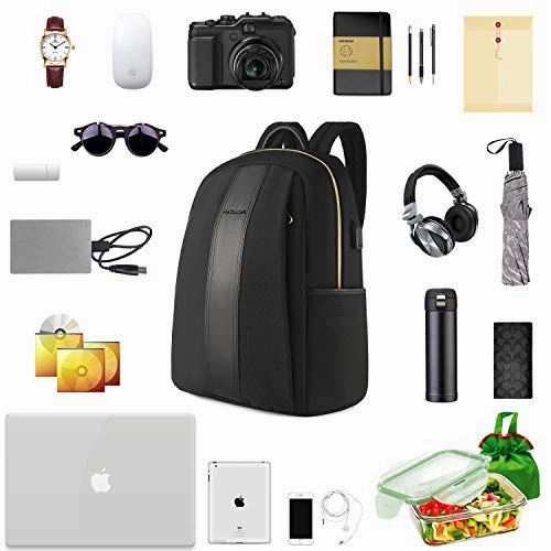 KROSER Laptop Backpack 15.6 Inch Fashion School Computer Backpack Water-Repellent Nylon Casual Daypack with USB Charging Port for Travel/Business/College/Women/Men-Black