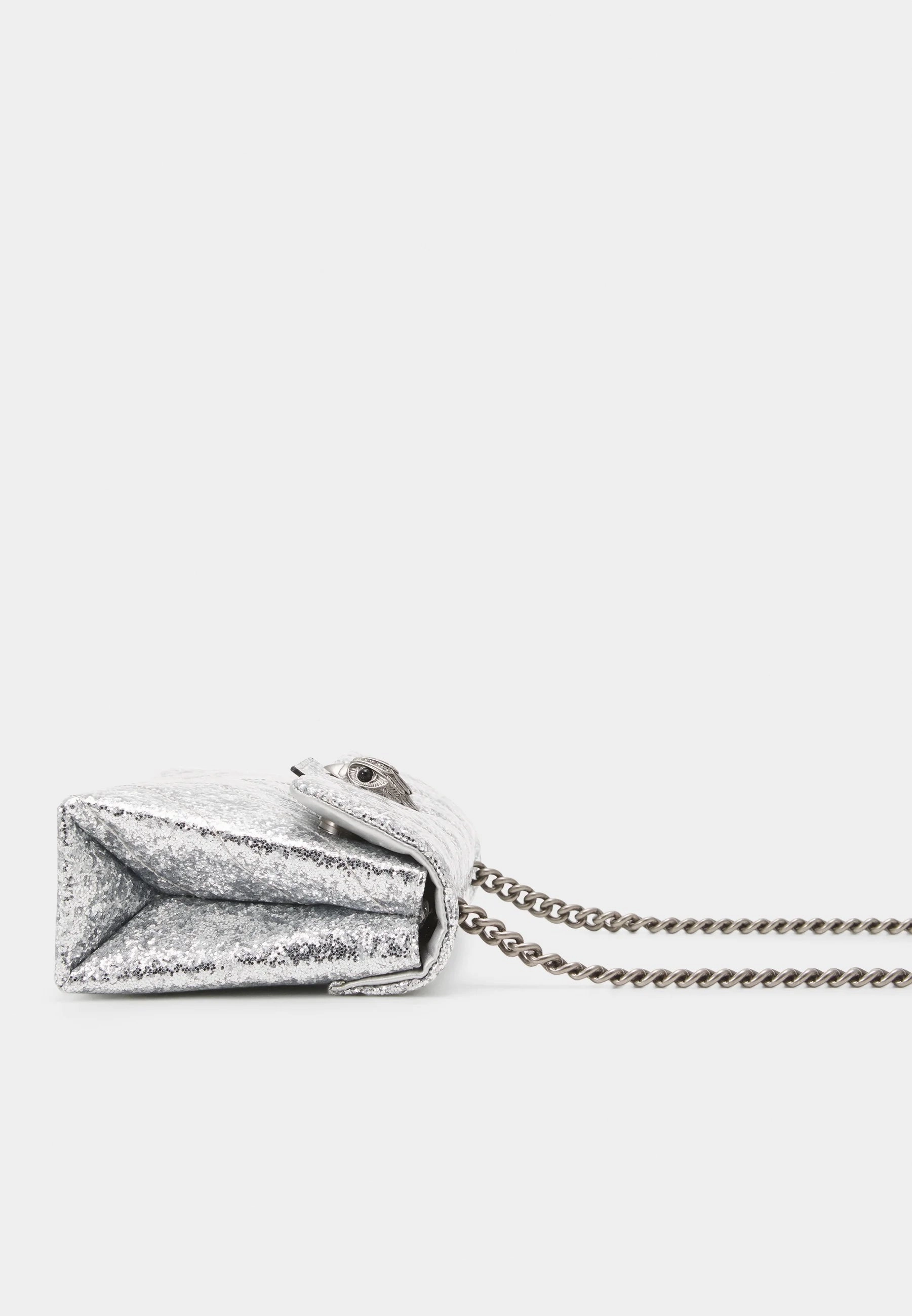 Kurt Geiger Medium Glitter Kensington crossbody bag-Silver