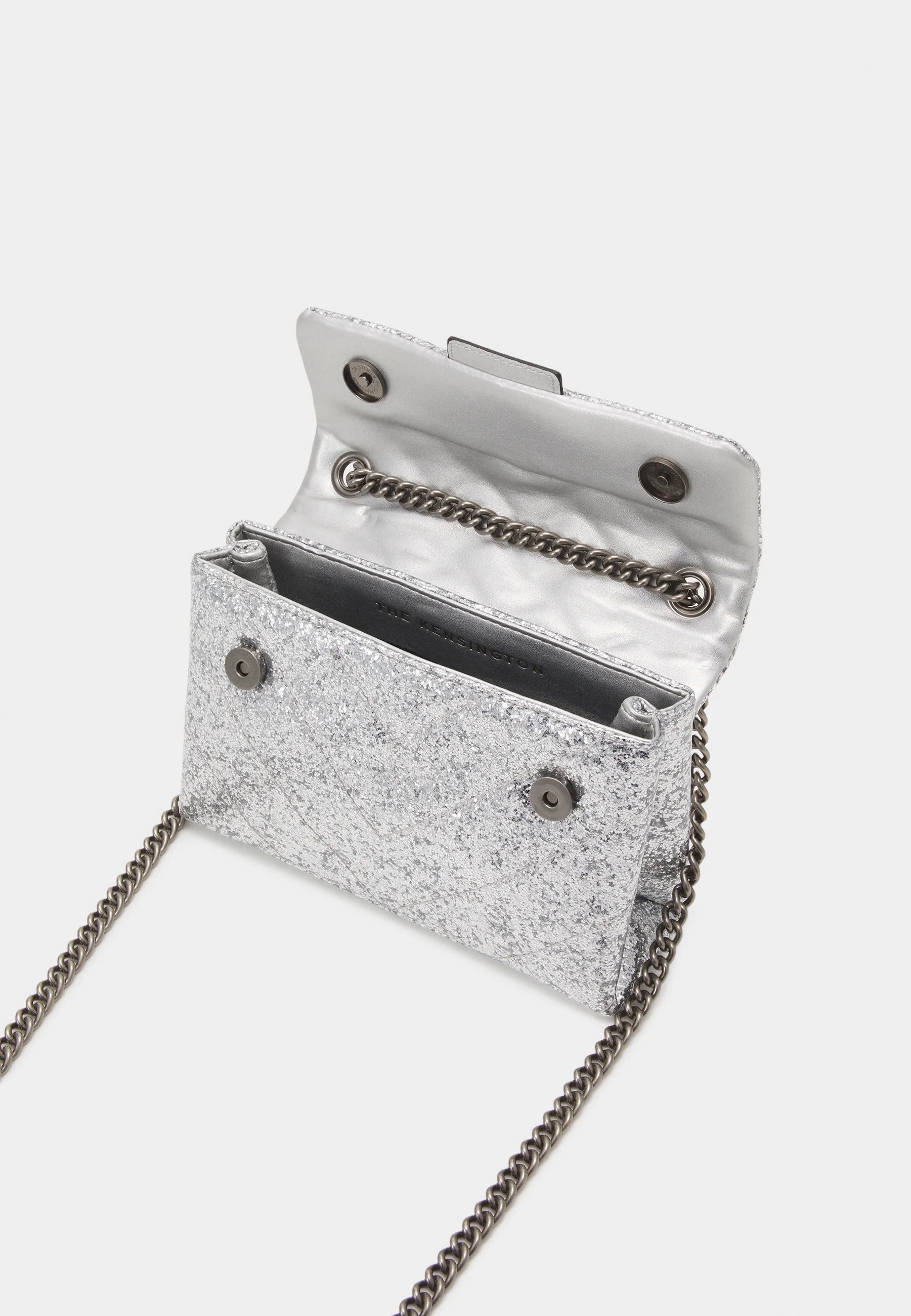 Kurt Geiger Medium Glitter Kensington crossbody bag-Silver
