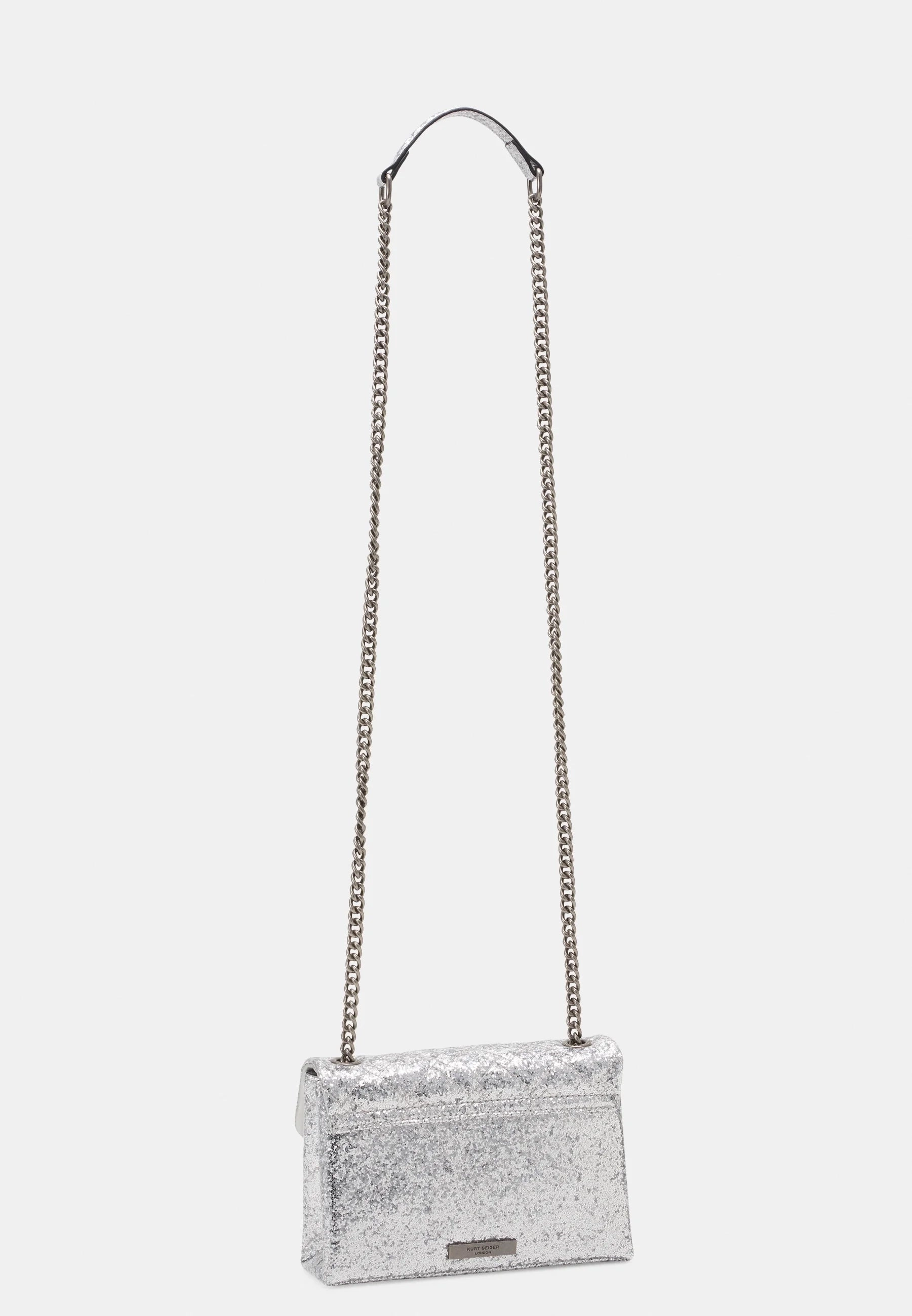 Kurt Geiger Medium Glitter Kensington crossbody bag-Silver