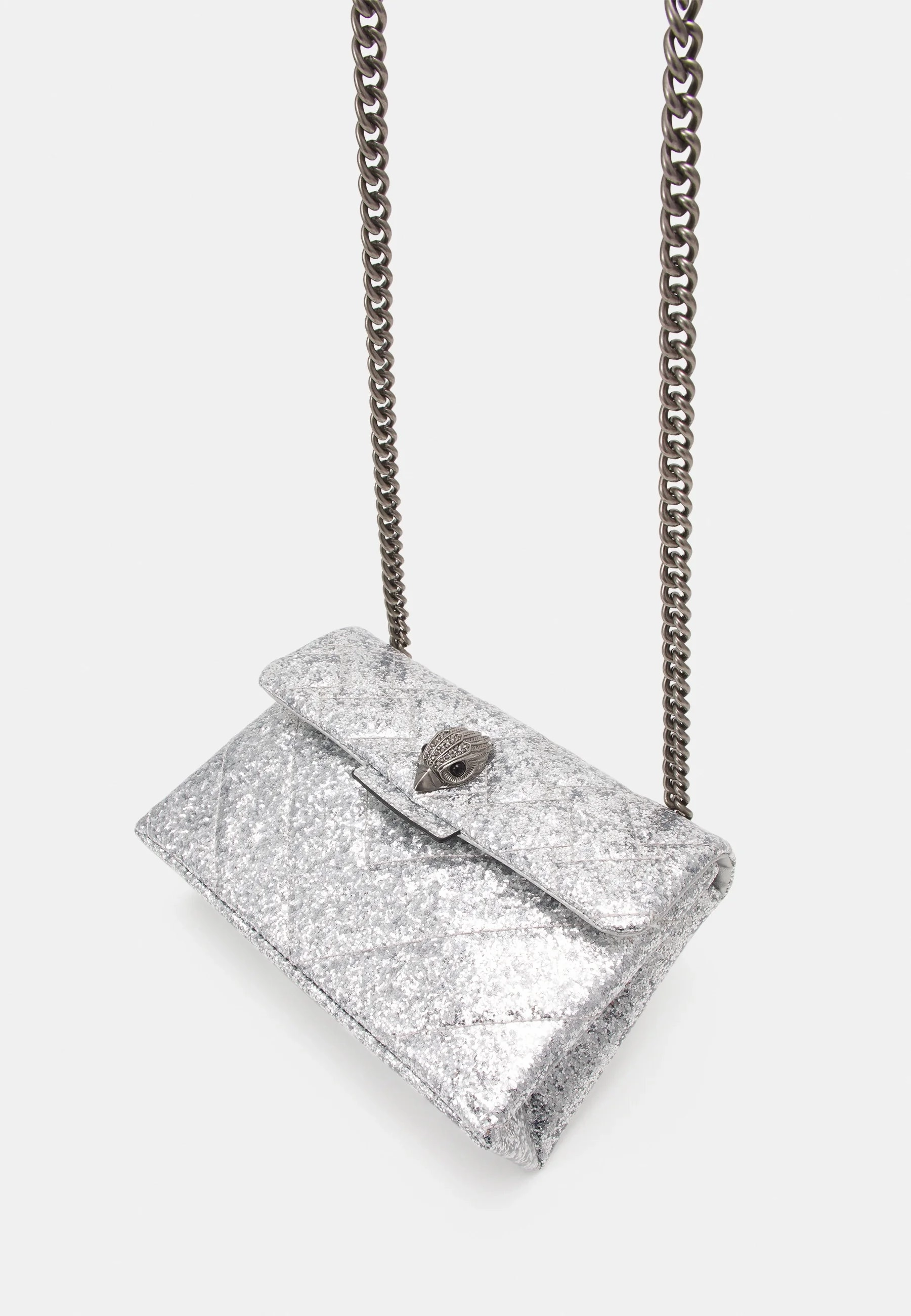 Kurt Geiger Medium Glitter Kensington crossbody bag-Silver