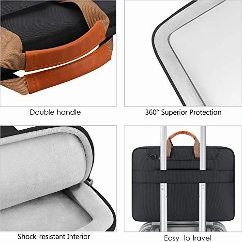 Lacdo 360 Protective Laptop Shoulder Bag Sleeve Case for 16-inch New MacBook Pro A2141 2019-2020, 15 inch Old MacBook Pro 2016-2019, 15" Microsoft Surface Book 3 2, Dell XPS 15, Water Repellent,Black