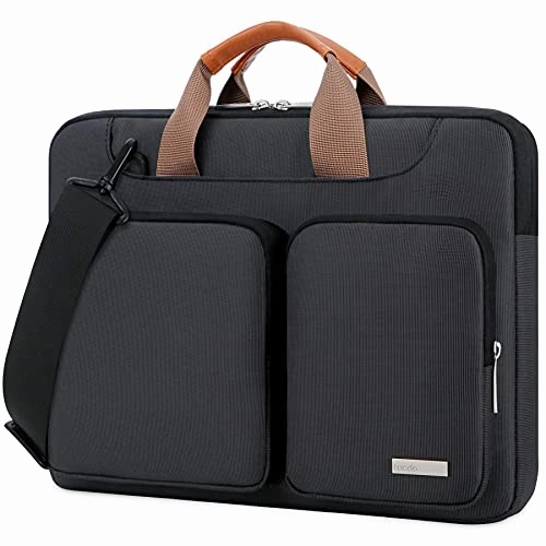 Lacdo 360 Protective Laptop Shoulder Bag Sleeve Case for 16-inch New MacBook Pro A2141 2019-2020, 15 inch Old MacBook Pro 2016-2019, 15" Microsoft Surface Book 3 2, Dell XPS 15, Water Repellent,Black