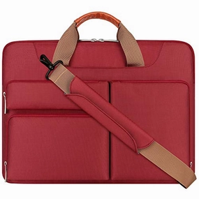 Lacdo 360 Protective Laptop Shoulder Bag Sleeve Case for 16 inch New MacBook Pro A2141 2019-2020, 15 Inch Old MacBook Pro 2016-2019, 15" Microsoft Surface Book 3 2, Dell XPS 15, Water Repellent, Red