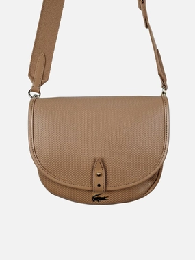 Lacoste Taupe Chantaco Round Crossover Handbag