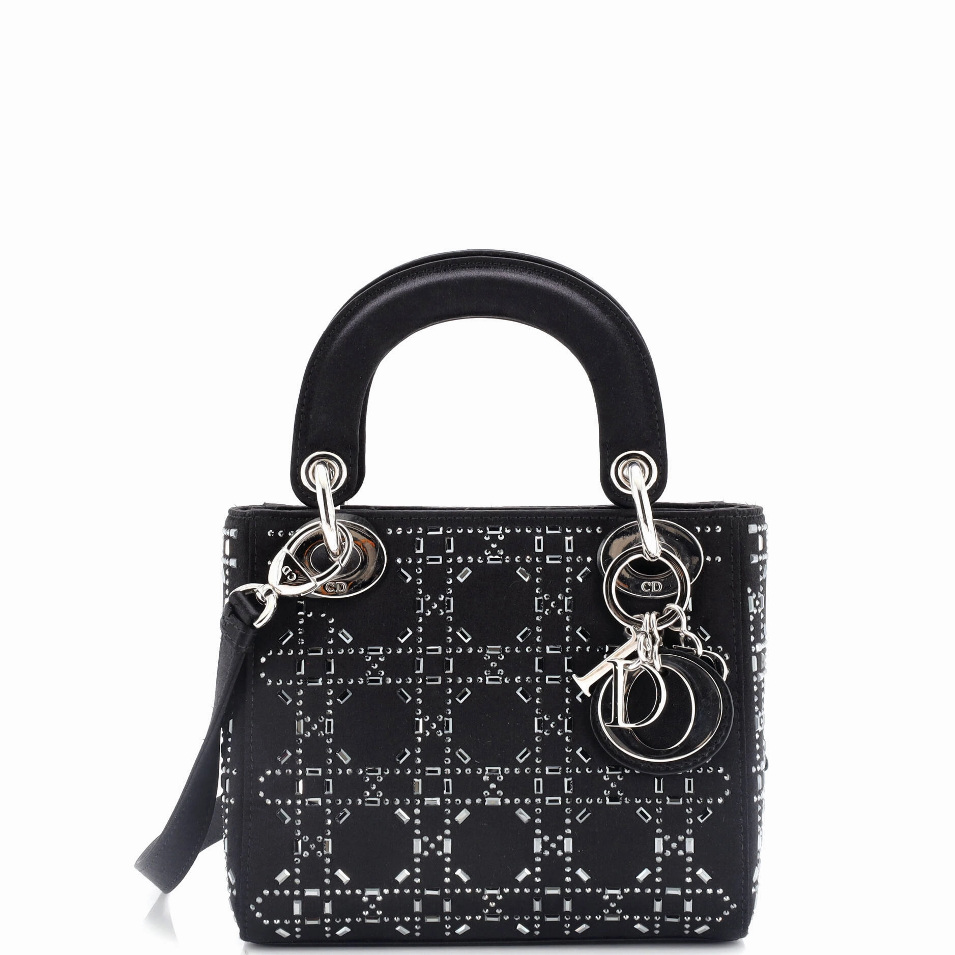 Lady Dior Bag Crystal Embellished Cannage Quilt Satin Mini